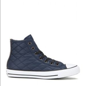 Grey Quilted High Top Converse All Stars Women Skate Shoe Chuck Taylor